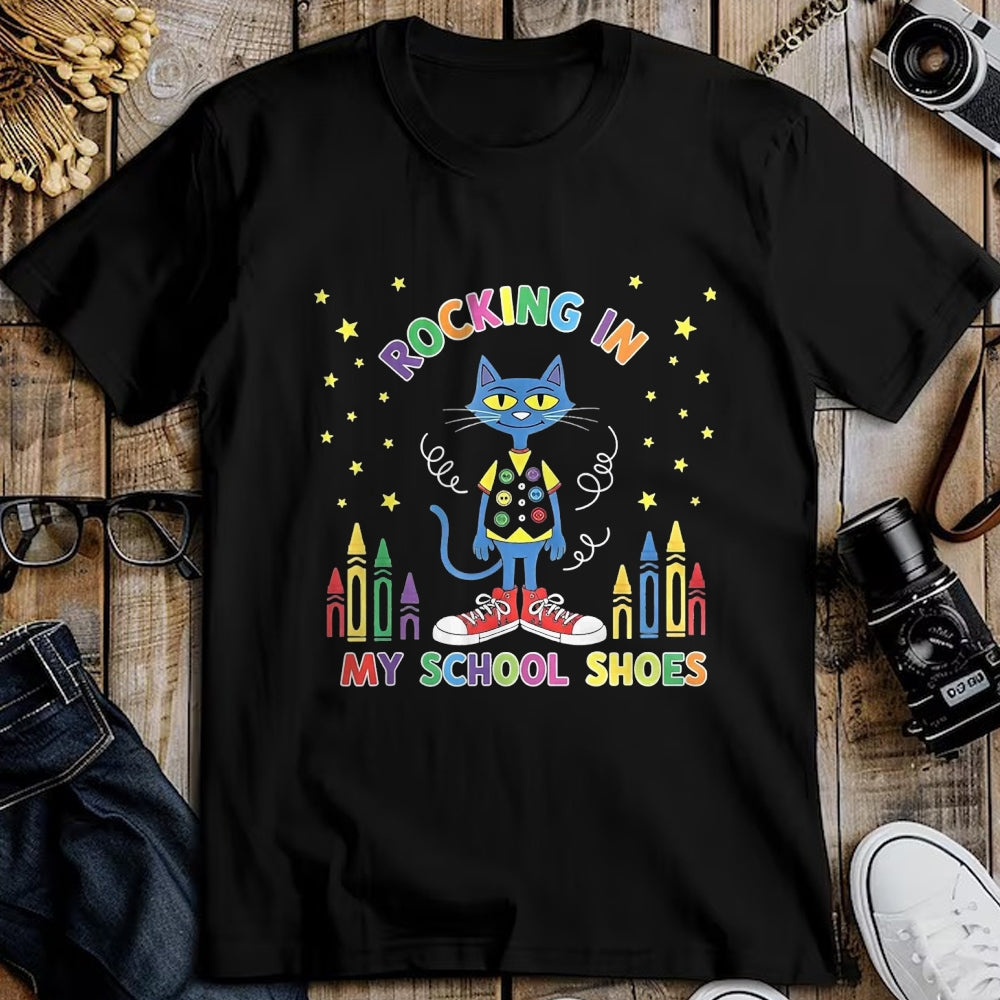 Best Student Shirt, Funny Back To School UnisexT-Shirt/Hoodie/Sweatshirt HLT00 - Cat Rocking in My School Shoes Funny Back to School T-Shirt, Youth, Black, Small