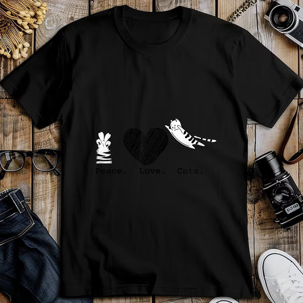 Cat Love Shirt, Funny Cat Lover Gift UnisexT-Shirt/Hoodie/Sweatshirt HLT00 - Peace Love Cats Hippy T-Shirt