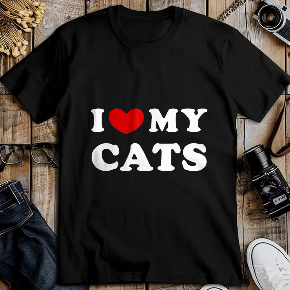 Cat Love Shirt, Funny Cat Lover Gift UnisexT-Shirt/Hoodie/Sweatshirt HLT00 - I Love My Cats, I Heart My Cats T-Shirt, Men, Black, 3X-Large (1)