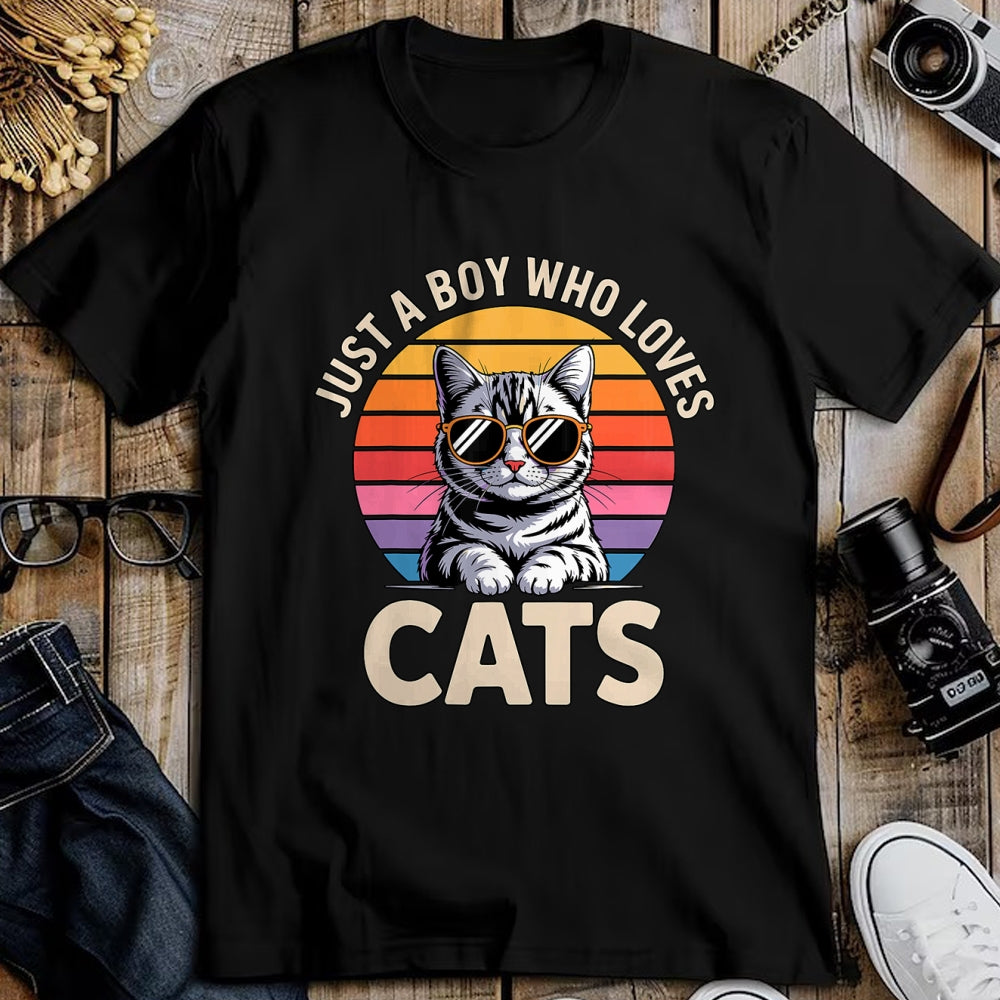 Cat Love Shirt, Funny Cat Lover Gift UnisexT-Shirt/Hoodie/Sweatshirt HLT00 - Just a Boy Who Loves Cats T-Shirt