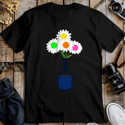 Funny Pickleball Shirt, Pickleball Lover Unisex T-Shirt/Hoodie/Sweatshirt HLT00 - Pretty Pickleball Flowers in Paddle Vase - Pickleball T-Shirt