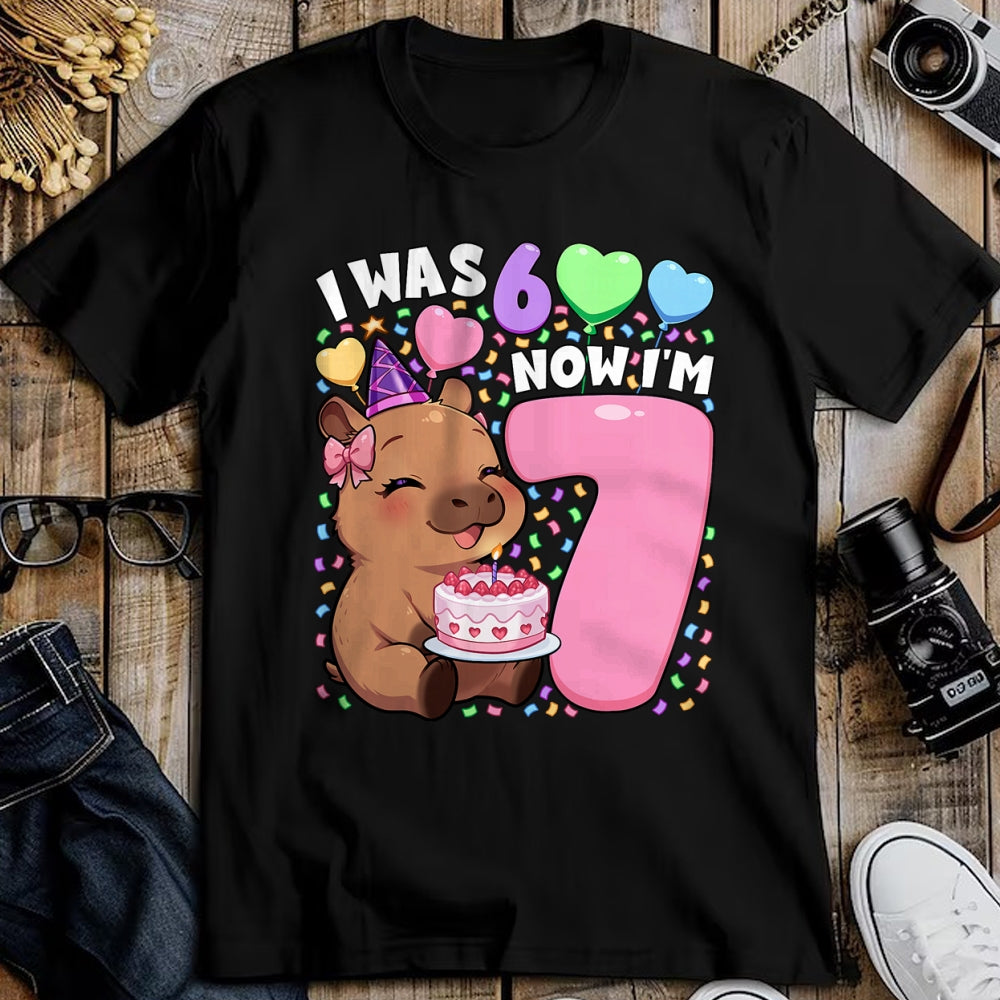 Cute Capybara Shirt, Funny Capybara Unisex T-Shirt/Hoodie/Sweatshirt HLT00 - I was 6 Now I_m 7 Shirt  Kawaii 7th Capybara 67 Birthday T-Shirt