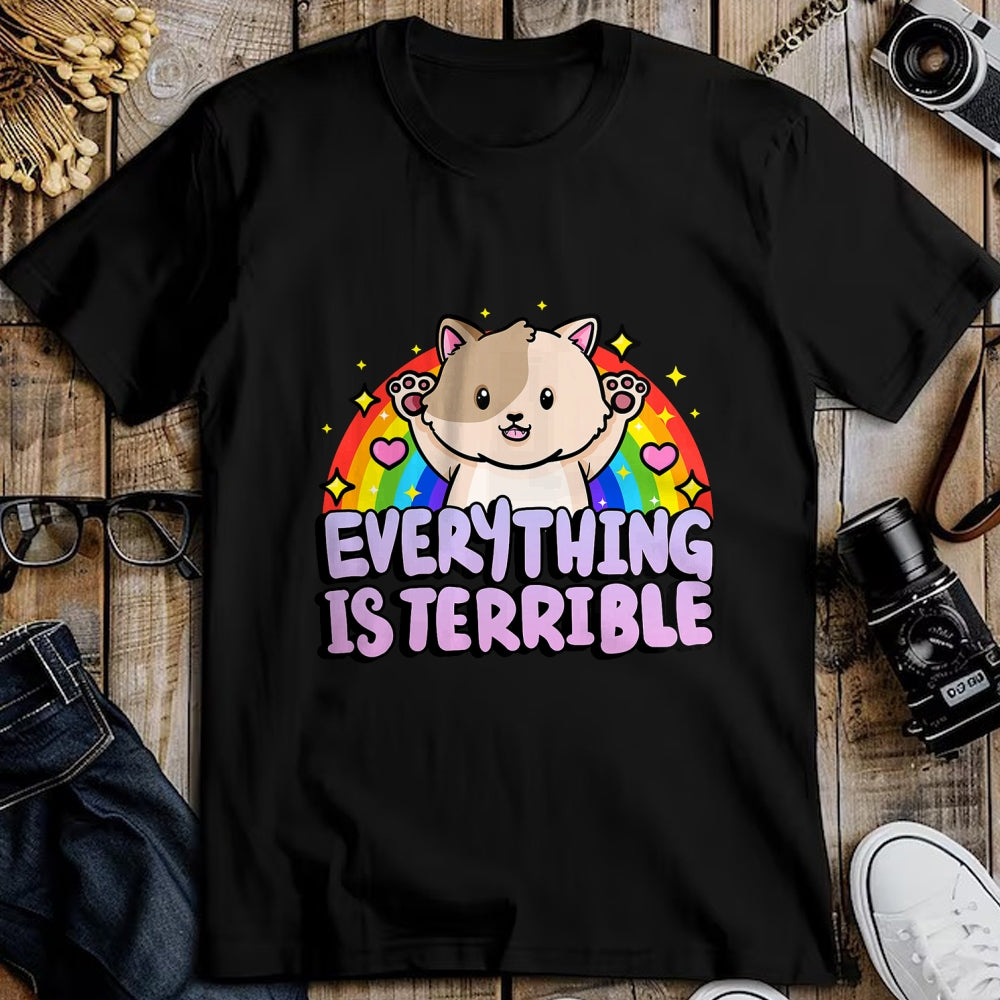 Cat Love Shirt, Funny Cat Lover Gift UnisexT-Shirt/Hoodie/Sweatshirt HLT00 - Everything is Terrible Sarcasm Rainbow Kitten Cute Cat T-Shirt (1)