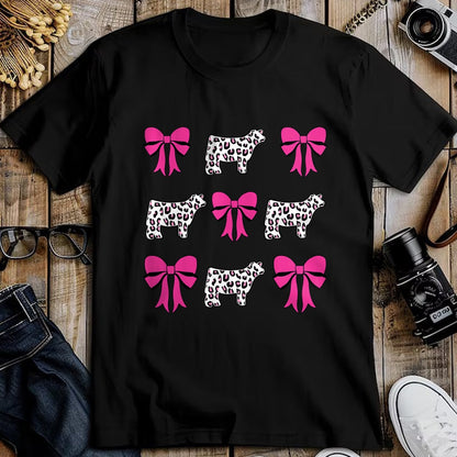 Best Farmer Life Shirt, Funny Farmer UnisexT-Shirt/Hoodie/Sweatshirt HLT00 - Show Steer Girl Cheetah Bows T-Shirt