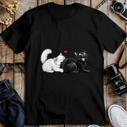 Cat Love Shirt, Funny Cat Lover Gift UnisexT-Shirt/Hoodie/Sweatshirt HLT00 - Women_s Funny Cat Couple Black White Cats Love Cat Biting Cat Butt V-Neck T-Shirt (1)