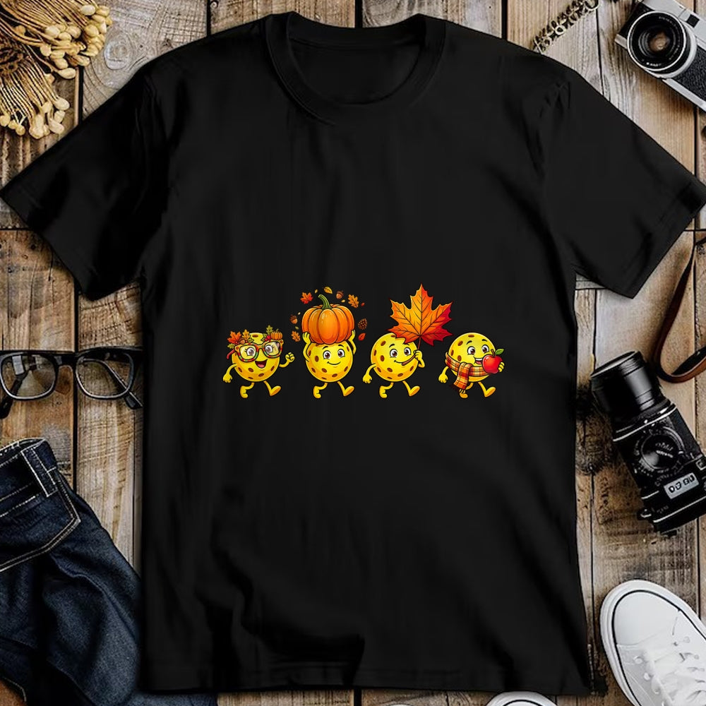 Funny Pickleball Shirt, Pickleball Lover Unisex T-Shirt/Hoodie/Sweatshirt HLT00 - Autumn Pumpkin Fall Pickleball Thanksgiving Womens Mens Kids T-Shirt