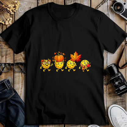Funny Pickleball Shirt, Pickleball Lover Unisex T-Shirt/Hoodie/Sweatshirt HLT00 - Autumn Pumpkin Fall Pickleball Thanksgiving Womens Mens Kids T-Shirt