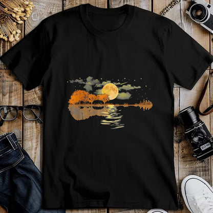Guitar Lover Shirt, Funny Guitar UnisexT-Shirt/Hoodie/Sweatshirt HLT00 - Guitar Lake Reflections Love Musician Acoustic Guitar T-Shirt, Men, Dark Heather Grey, Large