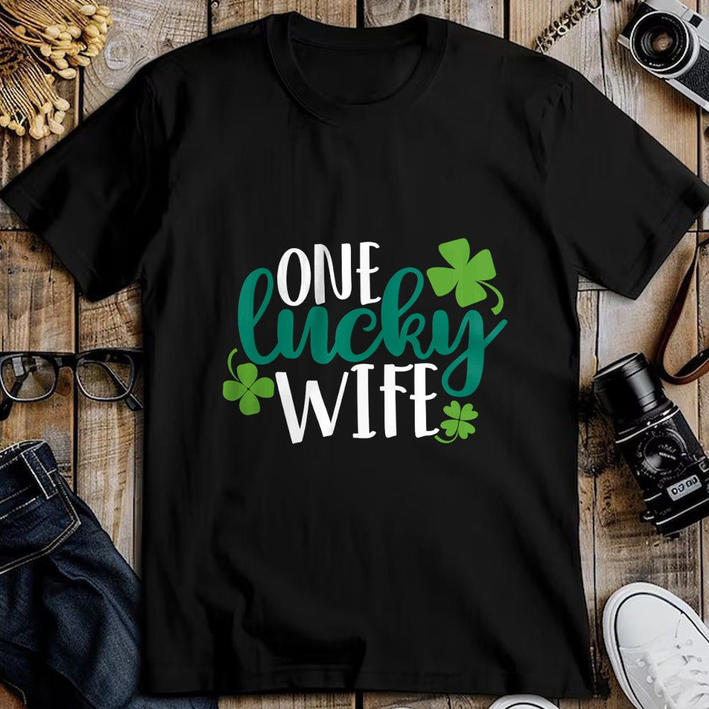 Best Wife Shirt, Wife and Husband Unisex T-Shirt/Hoodie/Sweatshirt HLT00 - Gift for wife T shirt, lucky wife   One Lucky Wife Irish St Patricks Day Womens Girls Funny Gift Swe (1)