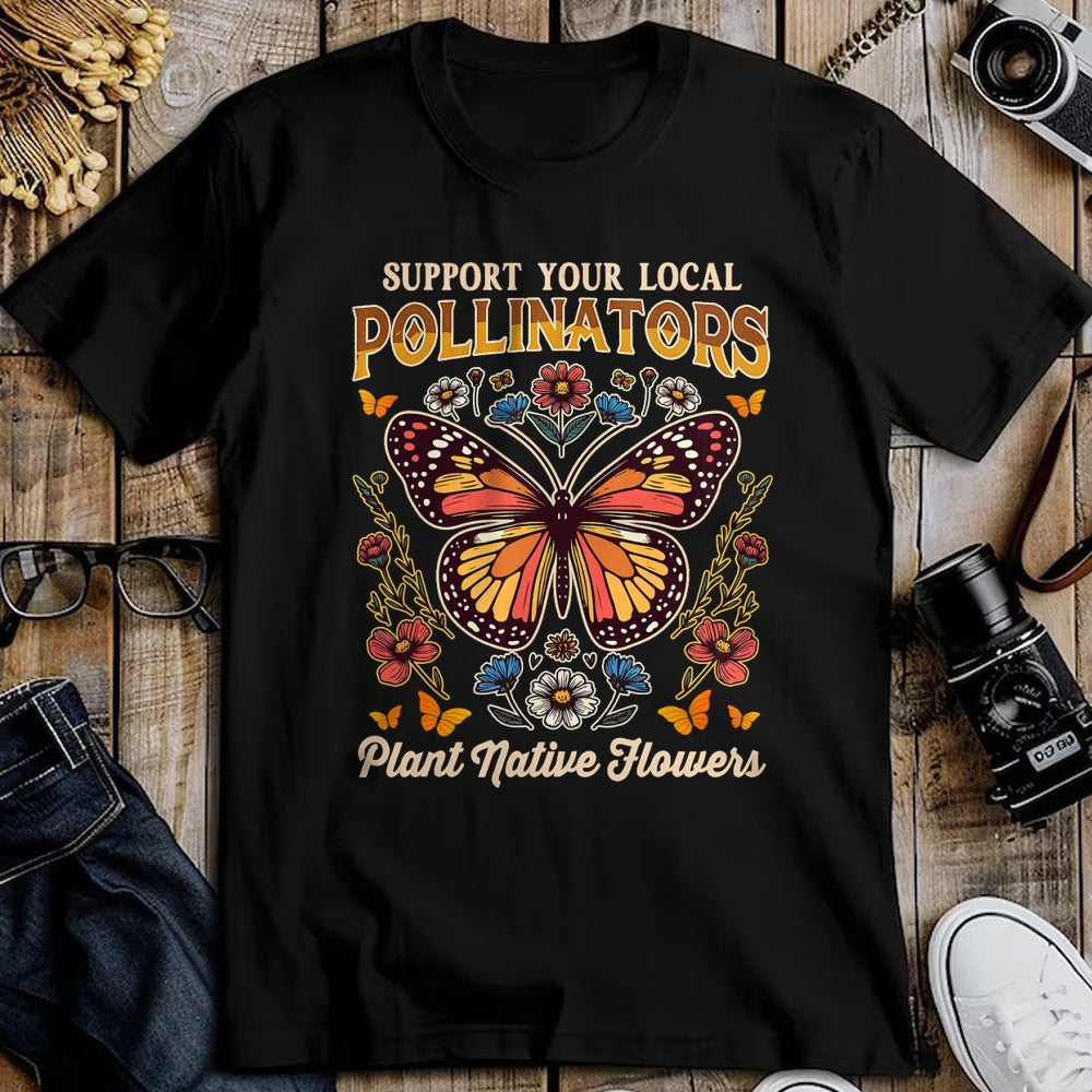 Native American T-Shirts, Vintage Native American Unisex T-Shirt/Hoodie/Sweatshirt HLT00 - Butterfly Support Local Pollinators Plants Native Flowers