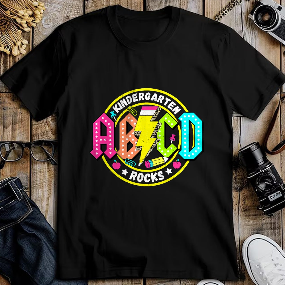 Best Teacher Shirt, Funny Teacher UnisexT-Shirt/Hoodie/Sweatshirt HLT00 - Kindergarten Rocks ABCD Back to School Funny Rock Teacher T-Shirt