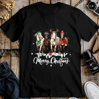 Best Horse Lover Shirt , Funny Horse UnisexT-Shirt/Hoodie/Sweatshirt HLT00 - Merry Christmas Horse Lover Santa Hat Xmas Holiday Snow Long Sleeve T-Shirt