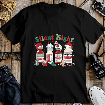 Funny Nurse Shirt, Nurse Unisex T-Shirt/Hoodie/Sweatshirt HLT00 - Retro Propofol Silent Night ICU Nurses Funny Merry Christmas T-Shirt