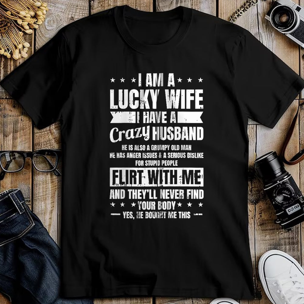 Best Wife Shirt, Wife and Husband Unisex T-Shirt/Hoodie/Sweatshirt HLT00 - Gift for wife T shirt, lucky wife   I Am A Lucky Wife Fathers Day Funny Sarcastic Women Zip Hoodie