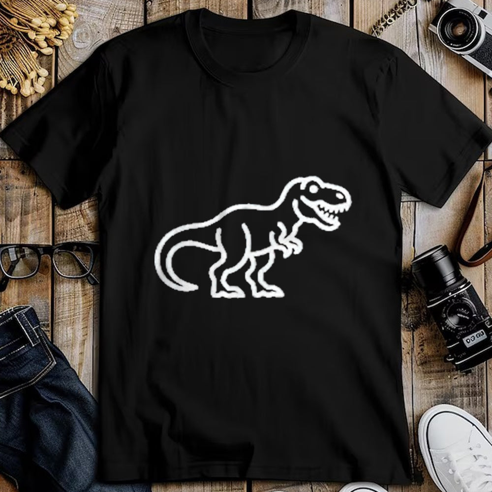 Best Dinosaur Lover Shirt, Funny Dinosaur UnisexT-Shirt/Hoodie/Sweatshirt HLT00 - T-Rex Minimalist Badge Patch Line Art Dinosaur T-Shirt, Men, Black, 3X-Large