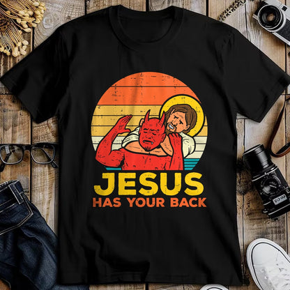 Christian Tee, Christian Faith Unisex T-Shirt/Hoodie/Sweatshirt HLT00 - Jesus Has Your Back Jiu Jitsu Retro Christian Men Women Kids T-Shirt