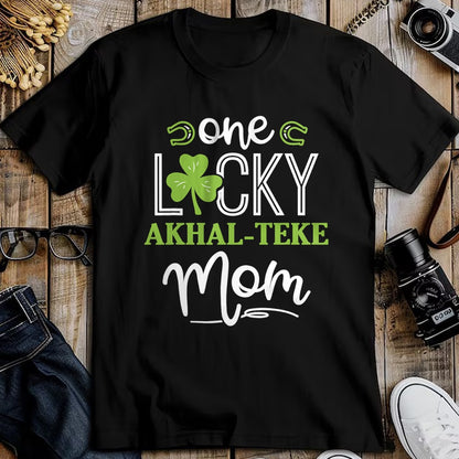 Gift for Mom Shirt, Funny Mom Unisex T-Shirt/Hoodie/Sweatshirt HLT00 - One Lucky Akhal-Teke Horse Mom Irish Horseback Riding T-Shirt