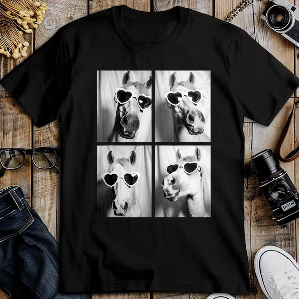 Best Horse Lover Shirt , Funny Horse UnisexT-Shirt/Hoodie/Sweatshirt HLT00 - Cute Horses with Hearts Sunglasses Funny Valentine_s Day T-Shirt