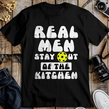 Funny Pickleball Shirt, Pickleball Lover Unisex T-Shirt/Hoodie/Sweatshirt HLT00 - Pickleball Real Men Stay Out Kitchen Funny Pickle Ball Dad T-Shirt