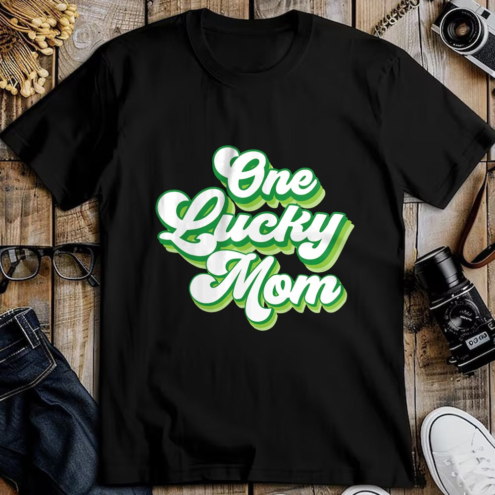 Gift for Mom Shirt, Funny Mom Unisex T-Shirt/Hoodie/Sweatshirt HLT00 - One Lucky Mom Retro Vintage St Patrick_s Day T-Shirt