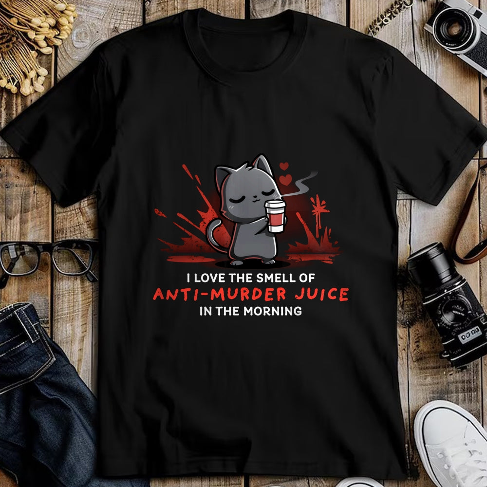 Cat Love Shirt, Funny Cat Lover Gift UnisexT-Shirt/Hoodie/Sweatshirt HLT00 - Cat Drink Coffee I Love The Smell Of Anti Murder Juice Long Sleeve T-Shirt