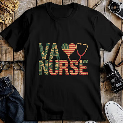 Proud Veteran Shirt, Funny Veteran UnisexT-Shirt/Hoodie/Sweatshirt HLT00 - VA Nurse Stethoscope Heart American Flag Camouflage Retro T-Shirt