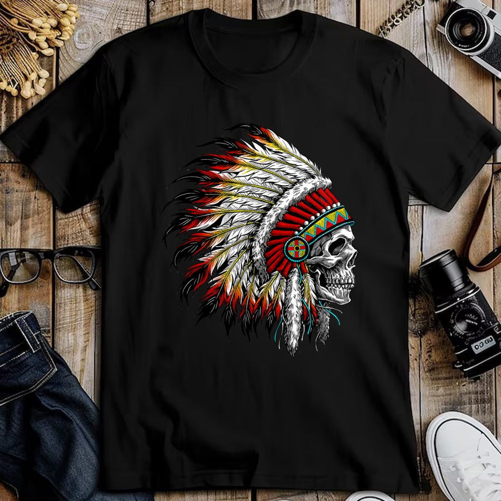 Native American T-Shirts, Vintage Native American Unisex T-Shirt/Hoodie/Sweatshirt HLT00 - Native American Indian Chief Skull Motorcycle Headdress