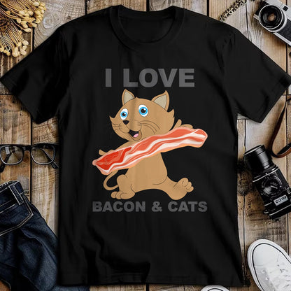 Cat Love Shirt, Funny Cat Lover Gift UnisexT-Shirt/Hoodie/Sweatshirt HLT00 - I love bacon and cats T-Shirt