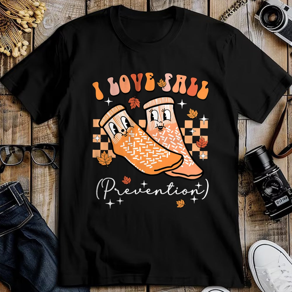 Funny Nurse Shirt, Nurse Unisex T-Shirt/Hoodie/Sweatshirt HLT00 - Groovy Retro I Love Fall Prevention Fall Physical Therapy T-Shirt