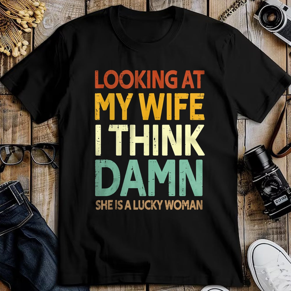 Best Wife Shirt, Wife and Husband Unisex T-Shirt/Hoodie/Sweatshirt HLT00 - Gift for wife T shirt, lucky wife   My Wife Is A Lucky Woman Husband Wife Themed Present Tank Top (1)