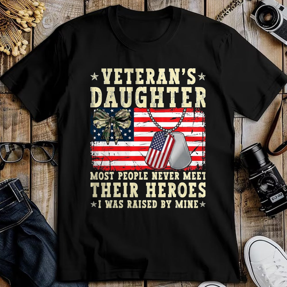 Proud Veteran Shirt, Funny Veteran UnisexT-Shirt/Hoodie/Sweatshirt HLT00 - Veteran_s Daughter Most People Never Meet Their Heroes USA T-Shirt, Men, Black, 3X-Large
