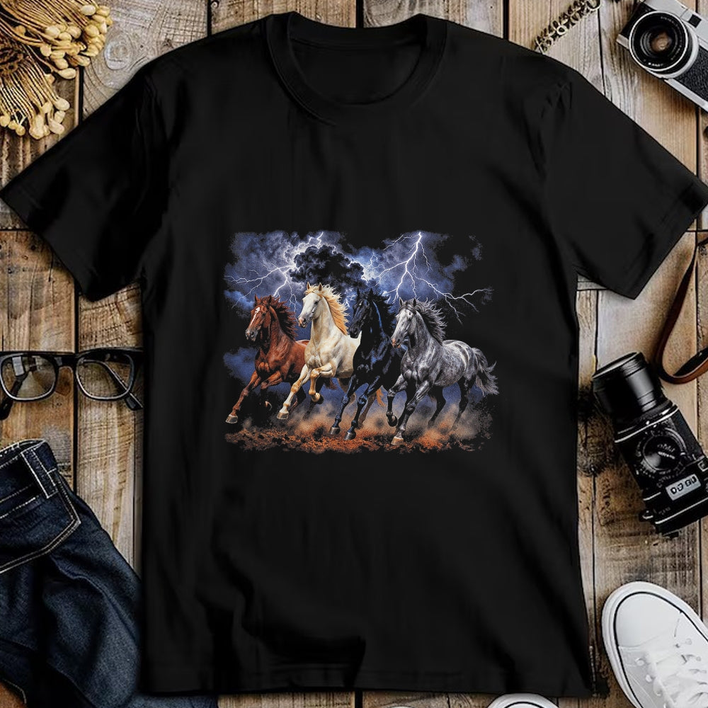 Best Horse Lover Shirt , Funny Horse UnisexT-Shirt/Hoodie/Sweatshirt HLT00 - Running Horses Vintage 90s Lightning Storm Western Cowboy T-Shirt