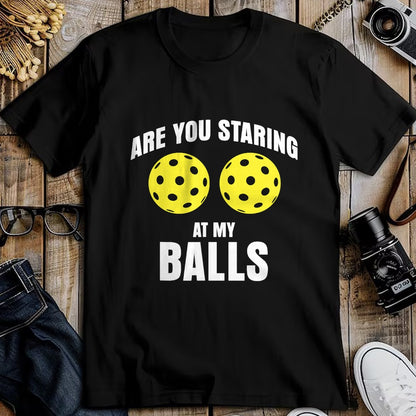 Funny Pickleball Shirt, Pickleball Lover Unisex T-Shirt/Hoodie/Sweatshirt HLT00 - are You Staring at My Balls Funny Pickle Ball T-Shirt