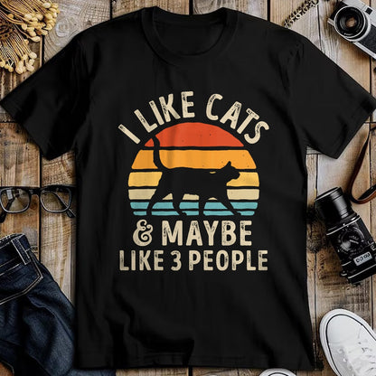 Cat Love Shirt, Funny Cat Lover Gift UnisexT-Shirt/Hoodie/Sweatshirt HLT00 - I Like Cats and Maybe Like 3 People Cat Retro Men T-Shirt
