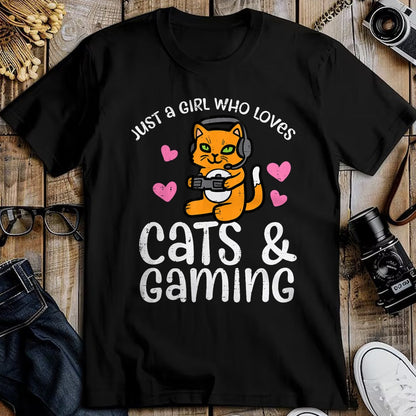 Cat Love Shirt, Funny Cat Lover Gift UnisexT-Shirt/Hoodie/Sweatshirt HLT00 - Just Girl Who Loves Cats Gaming Cute Gamer Women Girls Kids T-Shirt