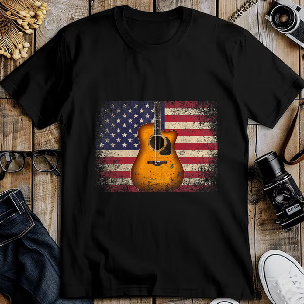 Guitar Lover Shirt, Funny Guitar UnisexT-Shirt/Hoodie/Sweatshirt HLT00 - Guitar 4th of July Gift American Flag USA - Country Music T-Shirt Small