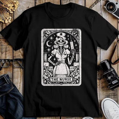 Funny Nurse Shirt, Nurse Unisex T-Shirt/Hoodie/Sweatshirt HLT00 - The Nurse Skeleton Tarot Card Funny Nursing Nurse RN LPN NP T-Shirt