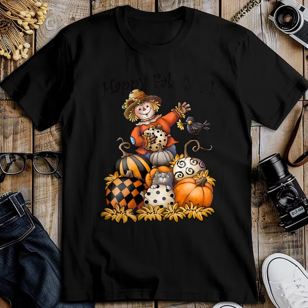 Best Thanksgiving Family Shirt , Funny Thanksgiving UnisexT-Shirt/Hoodie/Sweatshirt HLT00 - Scarecrow Happy Fall Y'all Pumpkin Thanksgiving Halloween T-Shirt