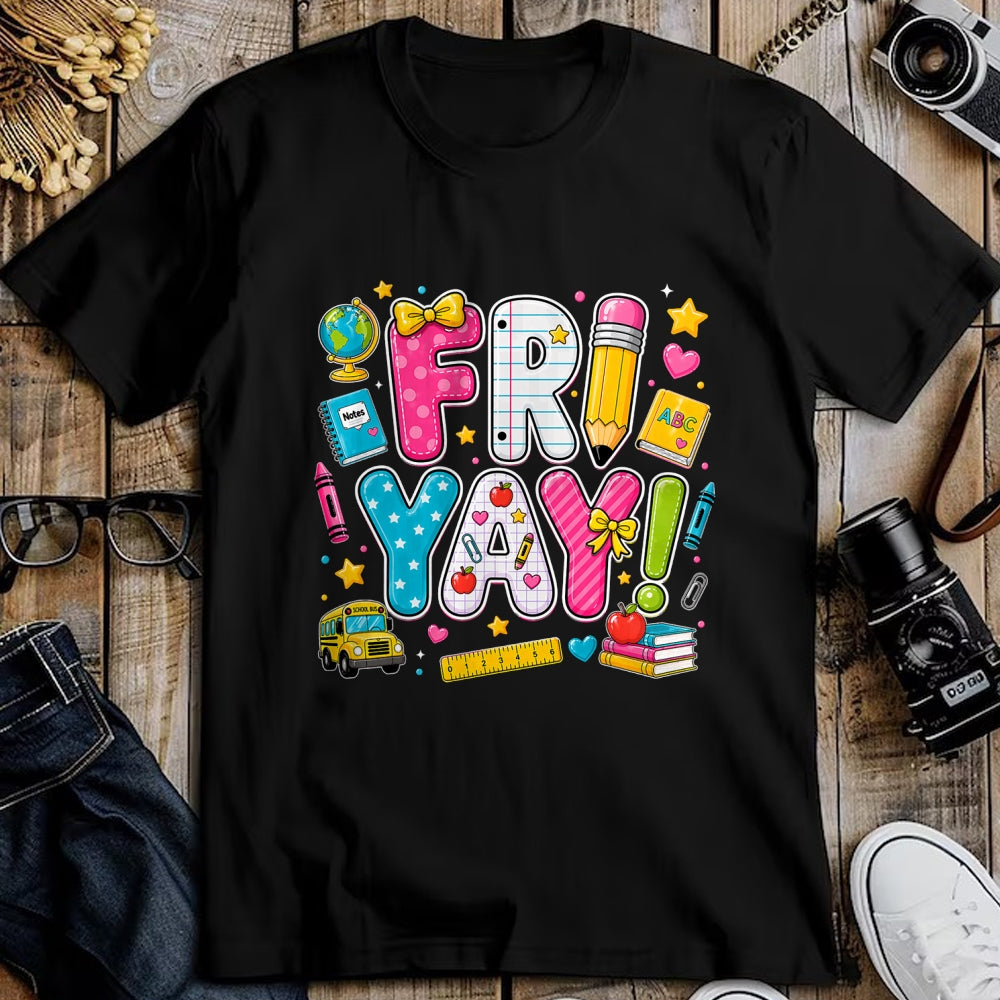 Best Teacher Shirt, Funny Teacher UnisexT-Shirt/Hoodie/Sweatshirt HLT00 - Happy Fri-Yay Friday Coquette Bow Teacher Back to School T-Shirt