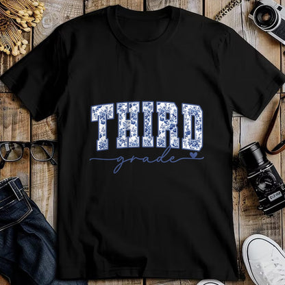 Best Student Shirt, Funny Back To School UnisexT-Shirt/Hoodie/Sweatshirt HLT00 - Third Grade Blue Floral Back to School Teachers Girls Kids T-Shirt