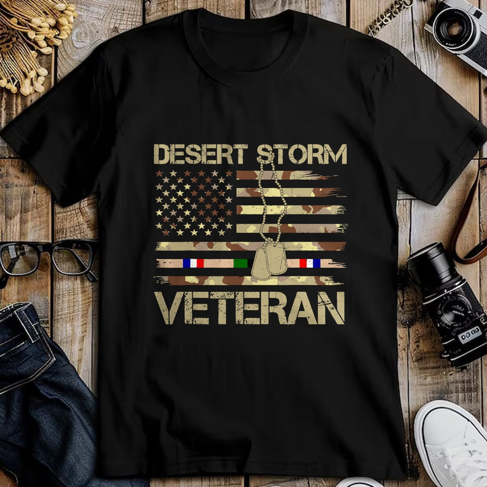 Proud Veteran Shirt, Funny Veteran UnisexT-Shirt/Hoodie/Sweatshirt HLT00 - Patriotic Desert Storm Veteran Distressed Flag US Camouflage T-Shirt