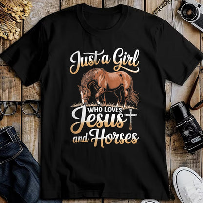 Best Horse Lover Shirt , Funny Horse UnisexT-Shirt/Hoodie/Sweatshirt HLT00 - Just a girl who loves horses and jesus T-Shirt