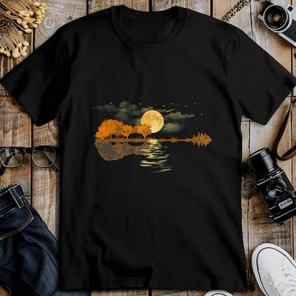 Guitar Lover Shirt, Funny Guitar UnisexT-Shirt/Hoodie/Sweatshirt HLT00 - Guitar Moonlight Nature Lake Shadow, Musician Black Unisex-Adults T-Shirt