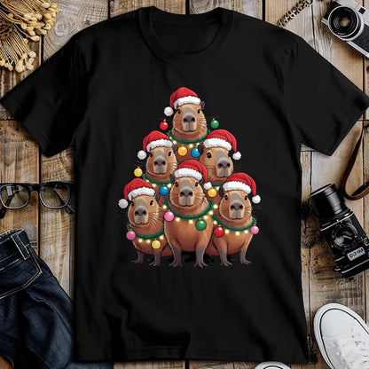 Cute Capybara Shirt, Funny Capybara UnisexT-Shirt/Hoodie/Sweatshirt HLT00 - Capybara Christmas Tree Santa Hat Cute Xmas Boys Kids Men T-Shirt