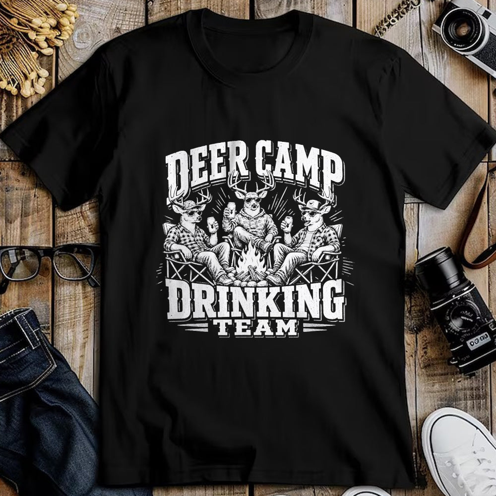 Funny Camping Shirt, Gift For Camping Lover Unisex T-Shirt/Hoodie/Sweatshirt HLT00 - Deer Camp Drinking Team - Funny Buck Deer Hunting T-Shirt