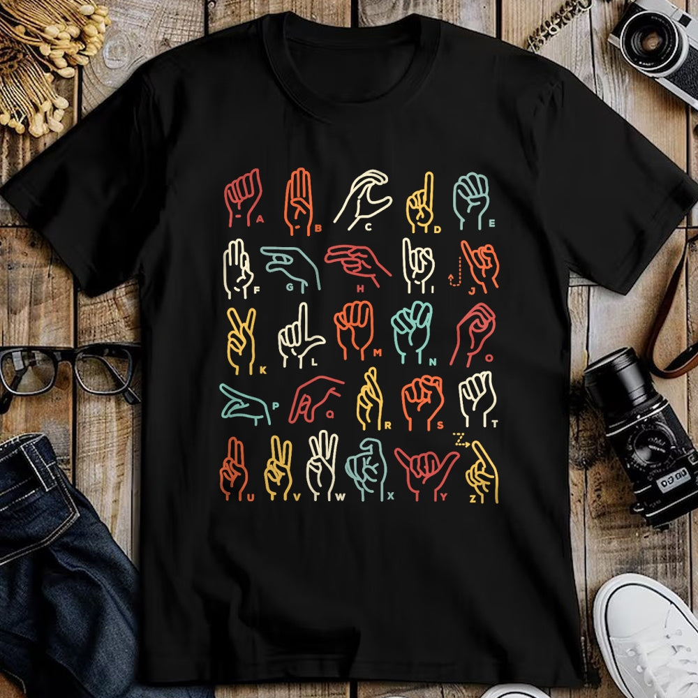 Gift for Dad Shirt, Funny Dad Unisex T-Shirt/Hoodie/Sweatshirt HLT00 –  ASL ABC American Sign Language Alphabet Retro Deaf Awareness T-Shirt