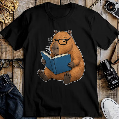 Cute Capybara Shirt, Funny Capybara UnisexT-Shirt/Hoodie/Sweatshirt HLT00 - Capybara Bookworm Reading Book Funny Graphic T-Shirt