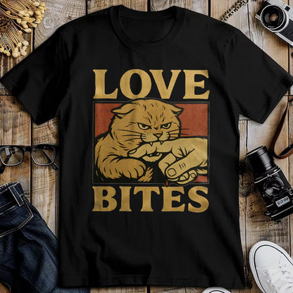 Cat Love Shirt, Funny Cat Lover Gift UnisexT-Shirt/Hoodie/Sweatshirt HLT00 - Love Bites Angry Cat T-Shirt