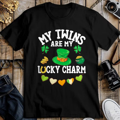 Gift for Mom Shirt, Funny Mom Unisex T-Shirt/Hoodie/Sweatshirt HLT00 - My Twins Are My Lucky Charm St Patricks Day Twin Mom and Dad T-Shirt