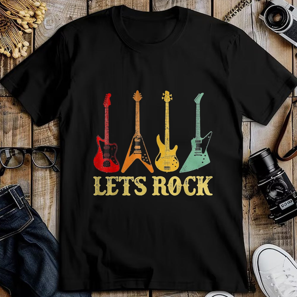 Guitar Lover Shirt, Funny Guitar UnisexT-Shirt/Hoodie/Sweatshirt HLT00 - Vintage Retro Lets Rock Rock n Roll Guitar T-Shirt, Youth, Black, Small